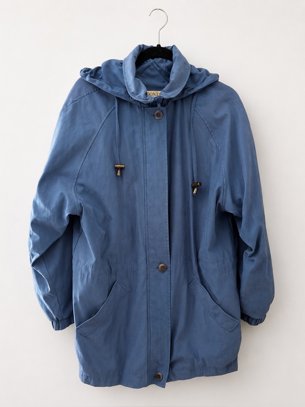 LONDON FOG Blue Hooded Lightweight Jacket Coat Drawstring Utility Vintage Size L